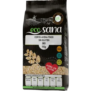 Ecosana Flocos de Aveia Integral Finos Orgânicos Sem Glúten 1 kg