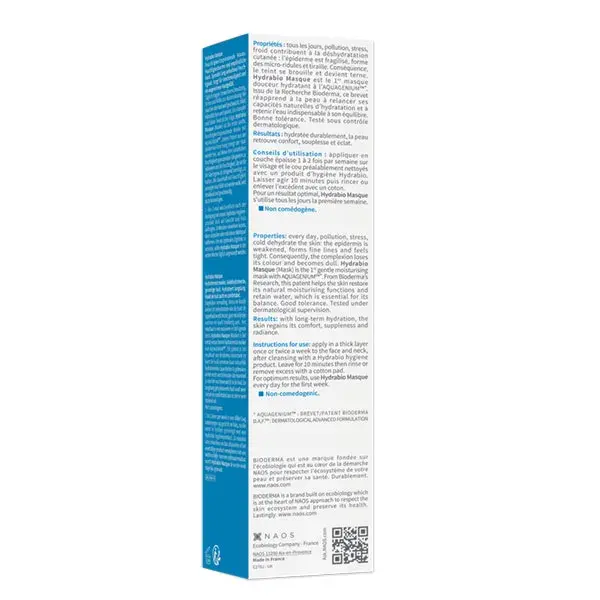 Bioderma Hydrabio Masque Hydratant Peaux Sensibles Déshydratées 75ml