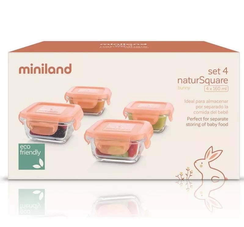 Miniland Set 4 Recipientes Vidrio Natursquare Bunny