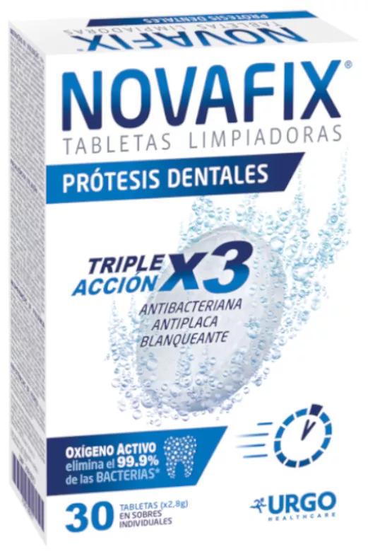 Novafix Comprimés Nettoyants Antibactériens Triple Action 30 Comprimés