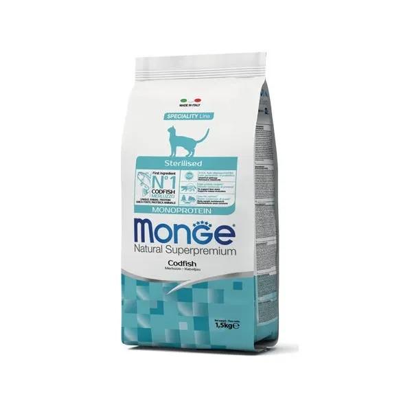 Monge Monoprotein Merluzzo Cibo Secco Gatti Adulti Sterilizzati Sacco 1,5 Kg