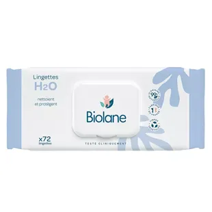 Biolane - Salviette Detergenti H2O à l'eau pour Bebè - 72  Salviette spesse