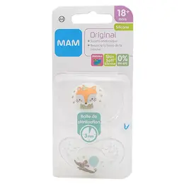 MAM Original Sucette Anatomique Silicone +18m Renard Chien Lot de 2