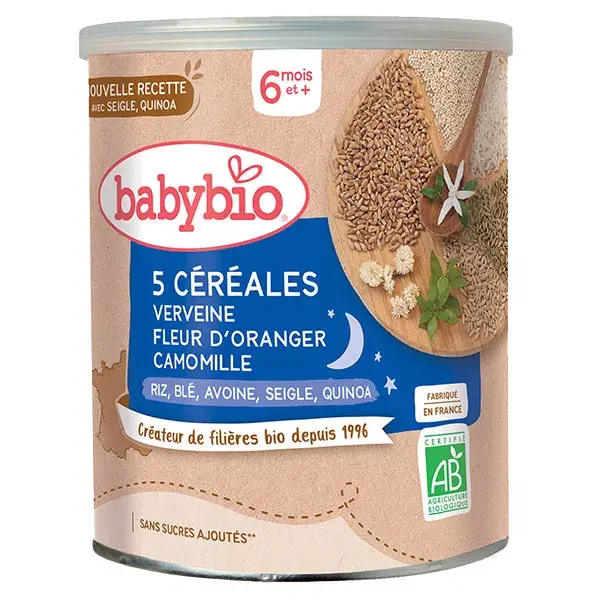 Babybio My Cereals Pot Verbena Orange Blossom Camomile Wheat Oats Rice +6m Organic 220g