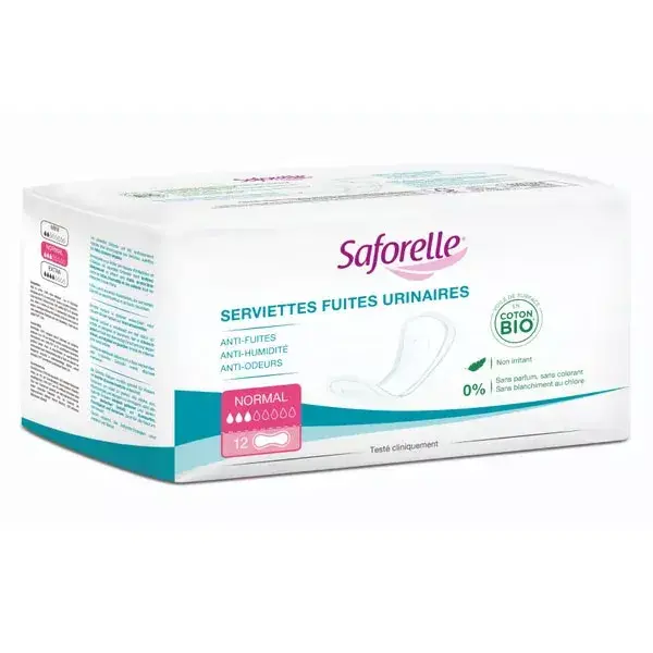 Saforelle Normal Urinary Leakage Pad Organic Cotton 12 units