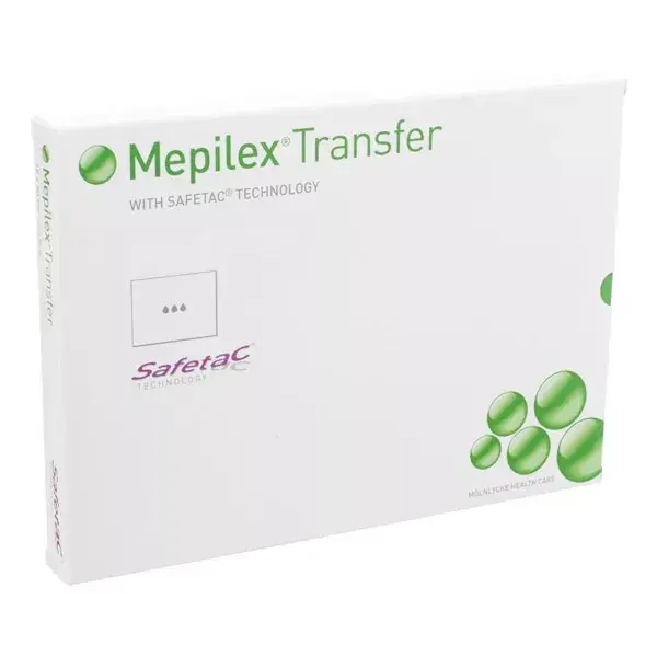 Molnlycke Health Care Mepilex Transfer Pansement Siliconé de Transfert des Exsudats 7,5 x 8,5cm 10 unités