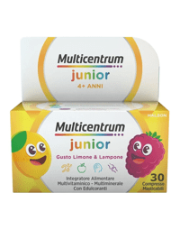 Multicentrum Junior Integratore Alimentare Vitamine Bambini 4+ Vitamina D3 Vitamina C Ferro 30 Compresse