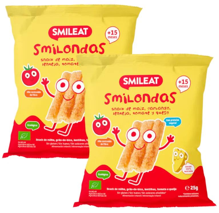 Smileat Smilondas Maïs, Pois chiches, Lentilles, Tomates et Fromage ECO 2x25 gr