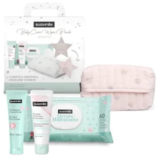 Suavinex Regalo Bebé Recién Nacido con Porta Toallitas de Tela Rosa