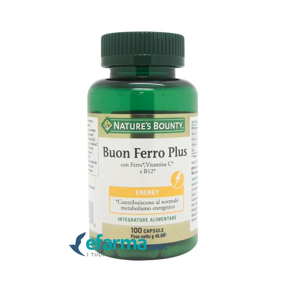 Nature's Bounty Buon Ferro Plus Integratore Metabolismo Energetico 100 Caspule