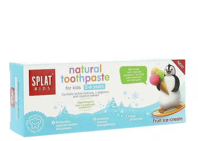 Splat Kids Natural Toothpaste Fruit Ice-cream 2-6 anos 50ml