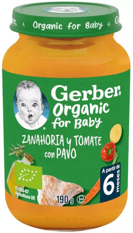 Gerber Organic Zanahoria, Tomate y Pavo +6 m 190 gr