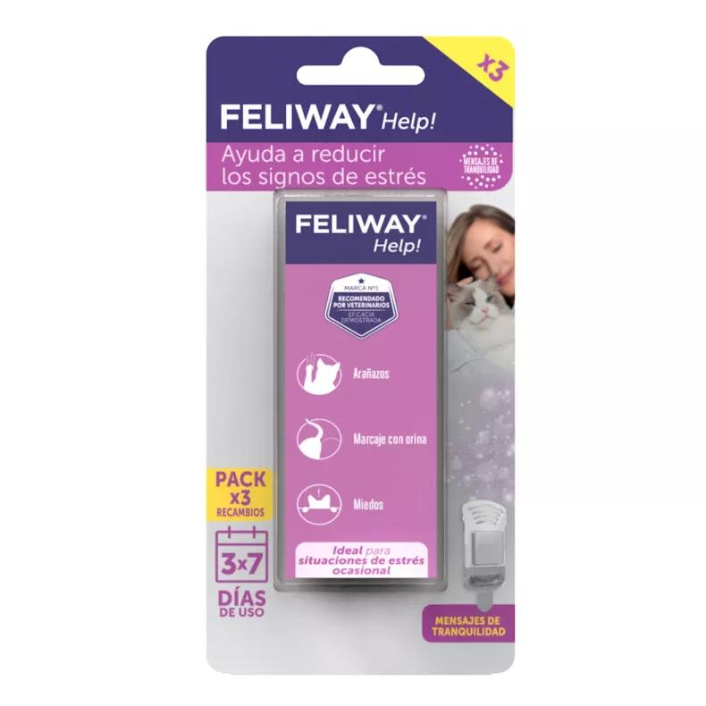 Feliway Help! Gatos Pack Ahorro 3 Recambios 7 Días