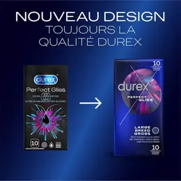 Durex Préservatifs Perfect Gliss - 10 Préservatifs - Idéal pour le Sexe Anal