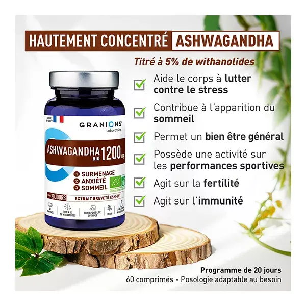 Granions Ashwagandha Portapillole 1200 Mg Bio 60 Compresse