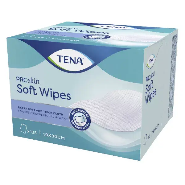 TENA Proskin Soft Wipe Lingettes Sèches 19 x 30cm 135 unités