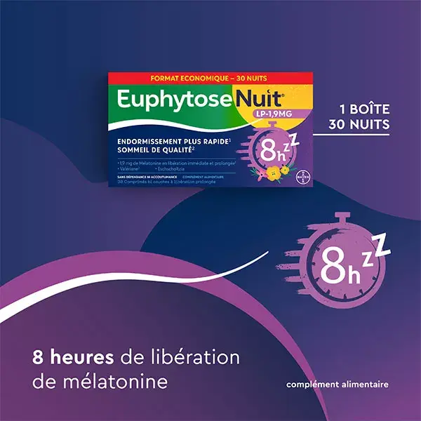 EuphytoseNuit® LP 1,9 mg mélatonine 30 comprimés à libération prolongée