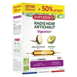 SUPERDIET Digestion Radis Noir Artichaut - 20ampoules + 10 offertes