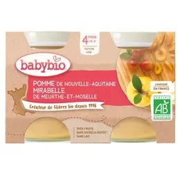 Babybio Fruits Pot Pomme Mirabelle +4m Bio 2 x 130g