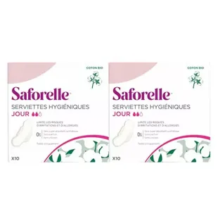 Saforelle Assorbenti in Coton Bio con Ali Giorno - Lotto di 2 x 10 assorbenti