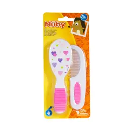 Nuby Set Brosse et Peigne Rose Coeurs