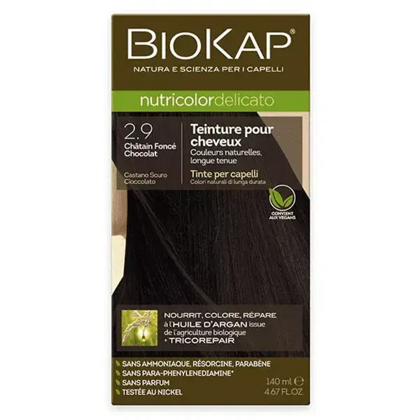 Biokap Nutricolor Delicato Teinture pour Cheveux 2.9 Châtain Foncé Chocolat 140ml