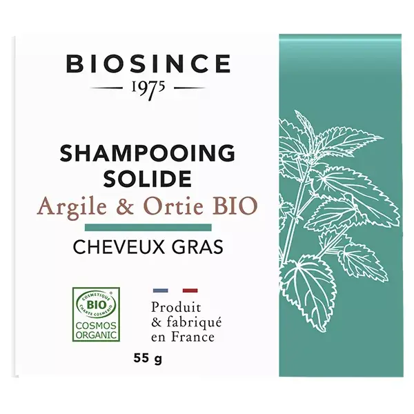 Biosince 1975 Solid Shampoo Oily Hair Clay & Nettle Organic 55g