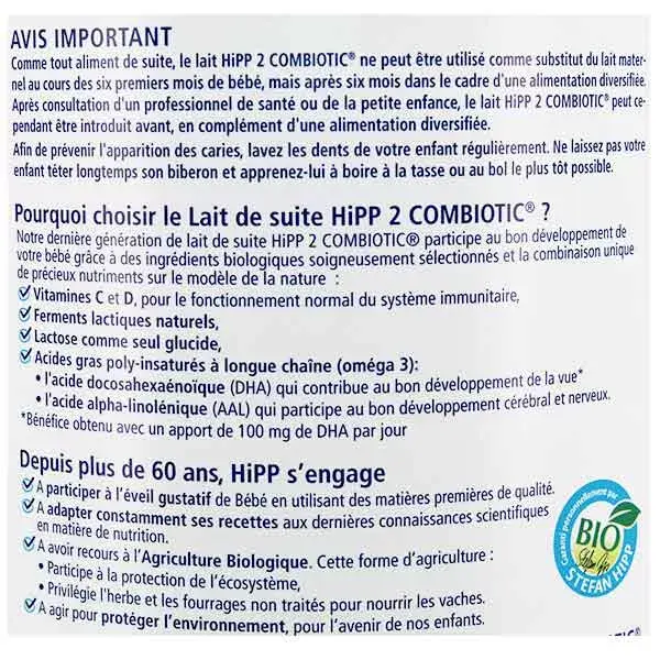 Hipp Bio 2 Combiotic Leche de Continuación +6m 800g