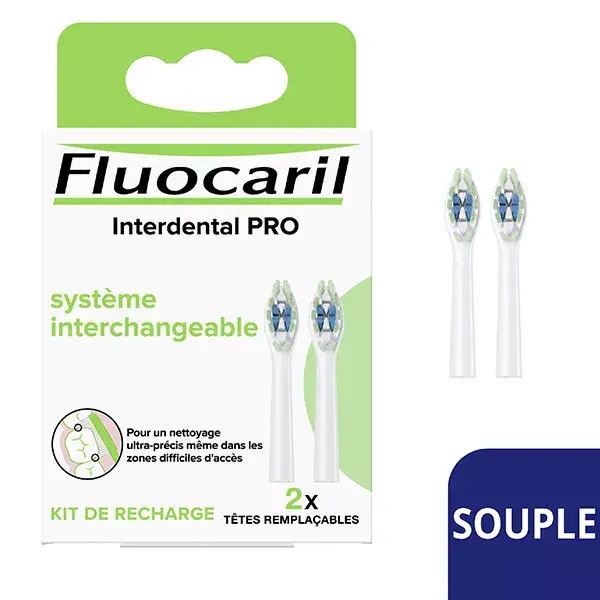 Fluocaril Brosse à Dents PRO Souple Têtes Remplaçables Interdental 2 unités