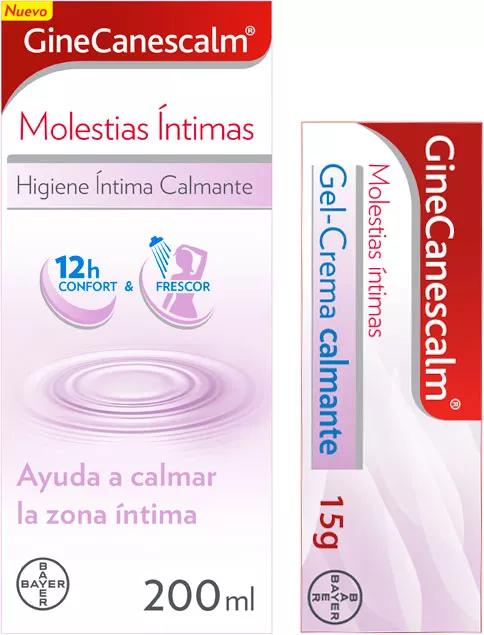 GineCanescalm Higiene Íntima Calmante 200 ml + GineCanescalm Gel-Crema 15 gr FORMATO AHORRO
