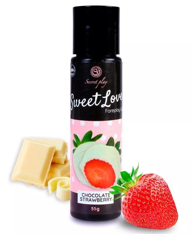 Love Lubricante Sabor Chocolate Blanco con Fresas Secret Play 60 ml