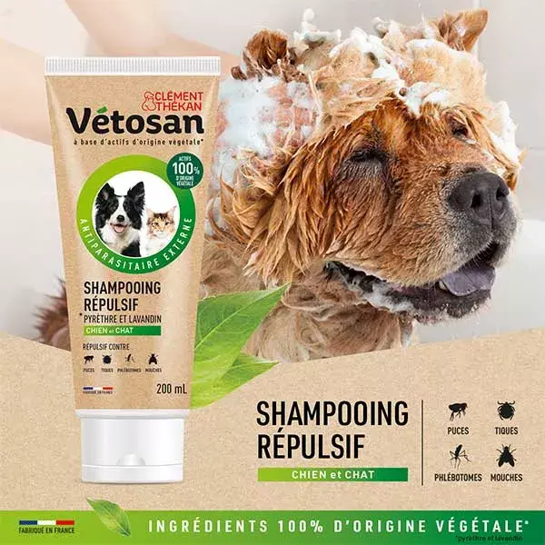 Clement Thekan Anti-Puces Anti-Tiques Chien Chat Shampooing 200ml