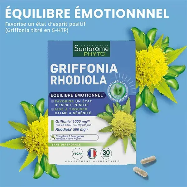 Santarome Phyto - Griffonia Rhodiola - Equilibre émotionnel - 30 gélules