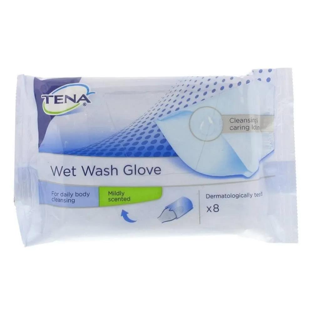 Tena Wet Wash Glove Guanti Per La Pulizia Quotidiana Del Corpo 8 Pezzi