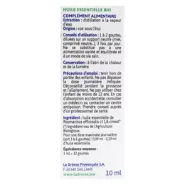 Ladrôme Huile Essentielle Romarin à Cinéol Bio 10ml