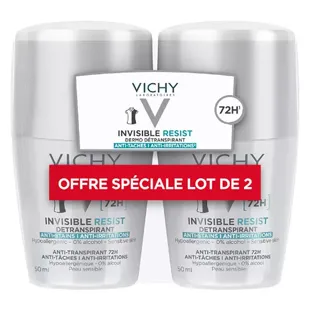 Vichy Dermo-Détranspirant Invisible Protect 72H Anti-Macchie Anti-Irritazioni Lotto di 2 x 50ml