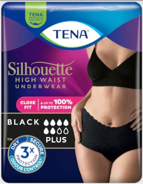 TENA Silhouette Women's High Waist Panty Size M Black 9 units