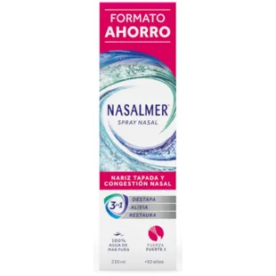 Nasalmer Fuerte 3 Descongestión Nasal y Limpieza Profunda +10Años Spray 210 ml