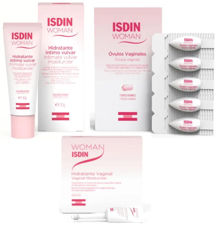 Isdin Woman Hydratant Vulvaire 30 ml + Hydratant Vaginal Intime 12x6 ml + Ovules Vaginaux 7 unités