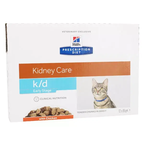 Hill s Prescription Diet Feline K D Early Stage Kidney Care Aliment Humide Poulet 12 x 85g Pas cher