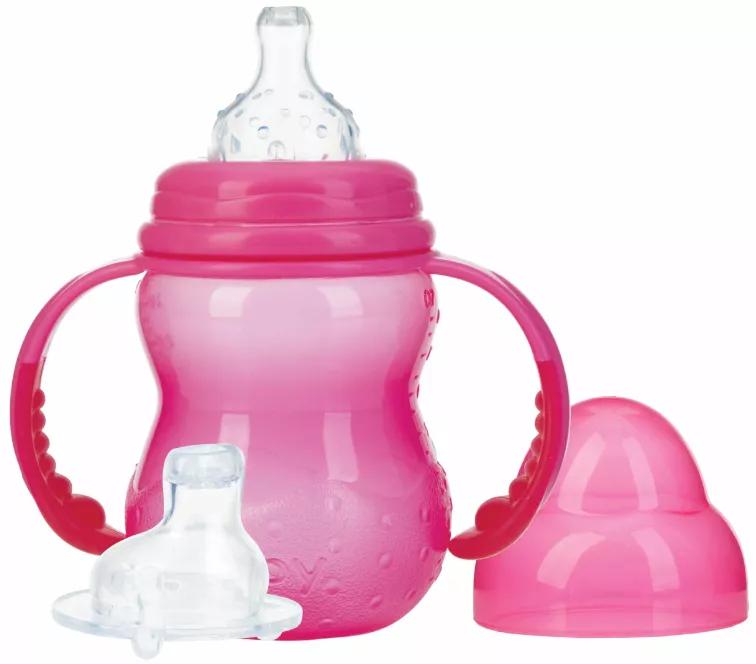 Nûby Biberón de Entrenamiento con Tetina y Boquilla +0m 240 ml Rosa