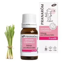 Pranarom PranaBb Mélange Pour Diffusion Citronnelle Bio 10ml