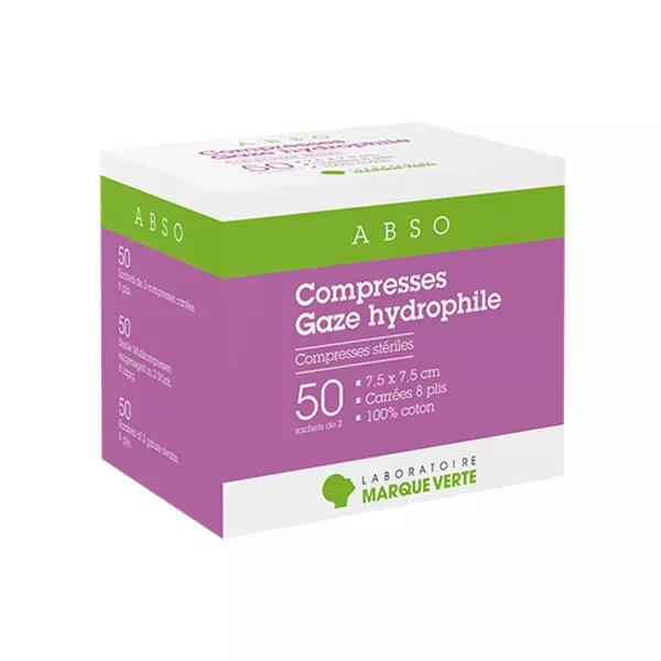 Marque Verte Compresas Estériles Gasa Hidrófila 7,5cm x 7,5cm 50 sobres de 2 compresas 