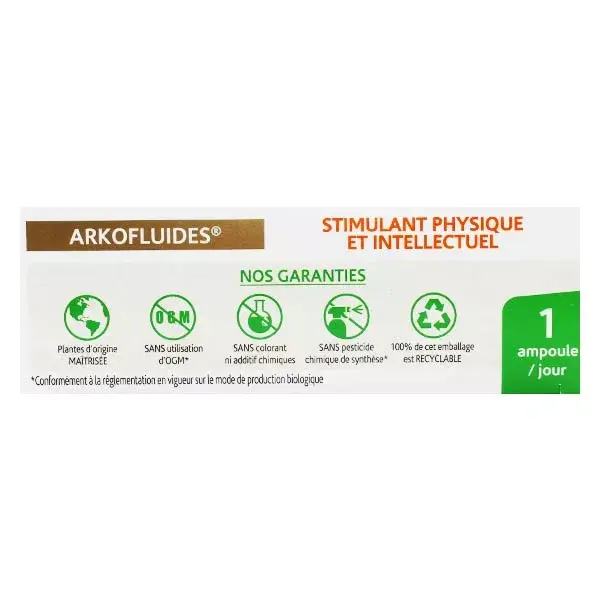 Arkopharma Arkofluides Stimulant Physique Bio 20 ampoules