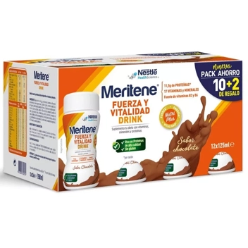 MERITENE FUERZA Y VITALIDAD DRINK CHOCOLATE PACK 10+2 (12 X 125 ML)