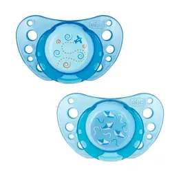 Chicco Sucette Physio Air Silicone Bleue 0-6m + Boîte Stérilisable Lot de 2