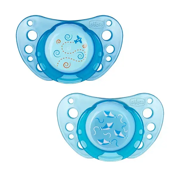 Chicco Physio Forma Air Soother Silicone +0m Plane Bear Set of 2 + Sterilisation Box