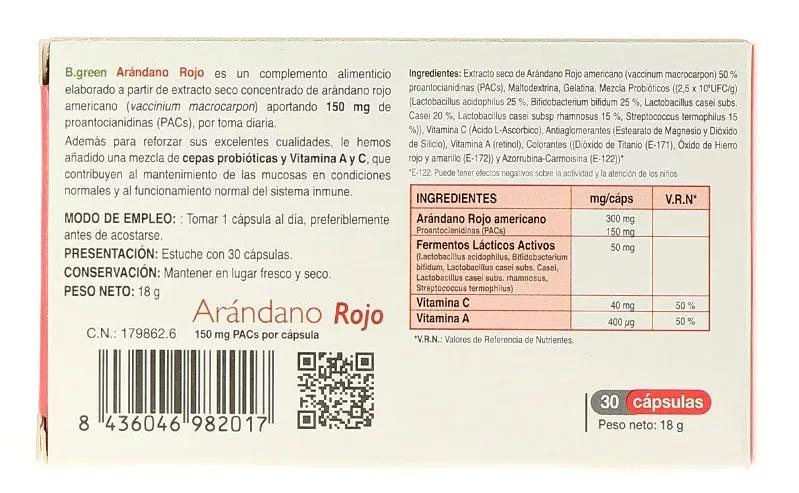 b-green innolab Arándano Rojo+Probióticos BGreen 30 Cápsulas