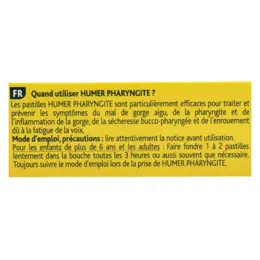 Humer Mal de Gorge Aigu Pharyngite Arôme Miel Citron dès 6 ans 20 pastilles