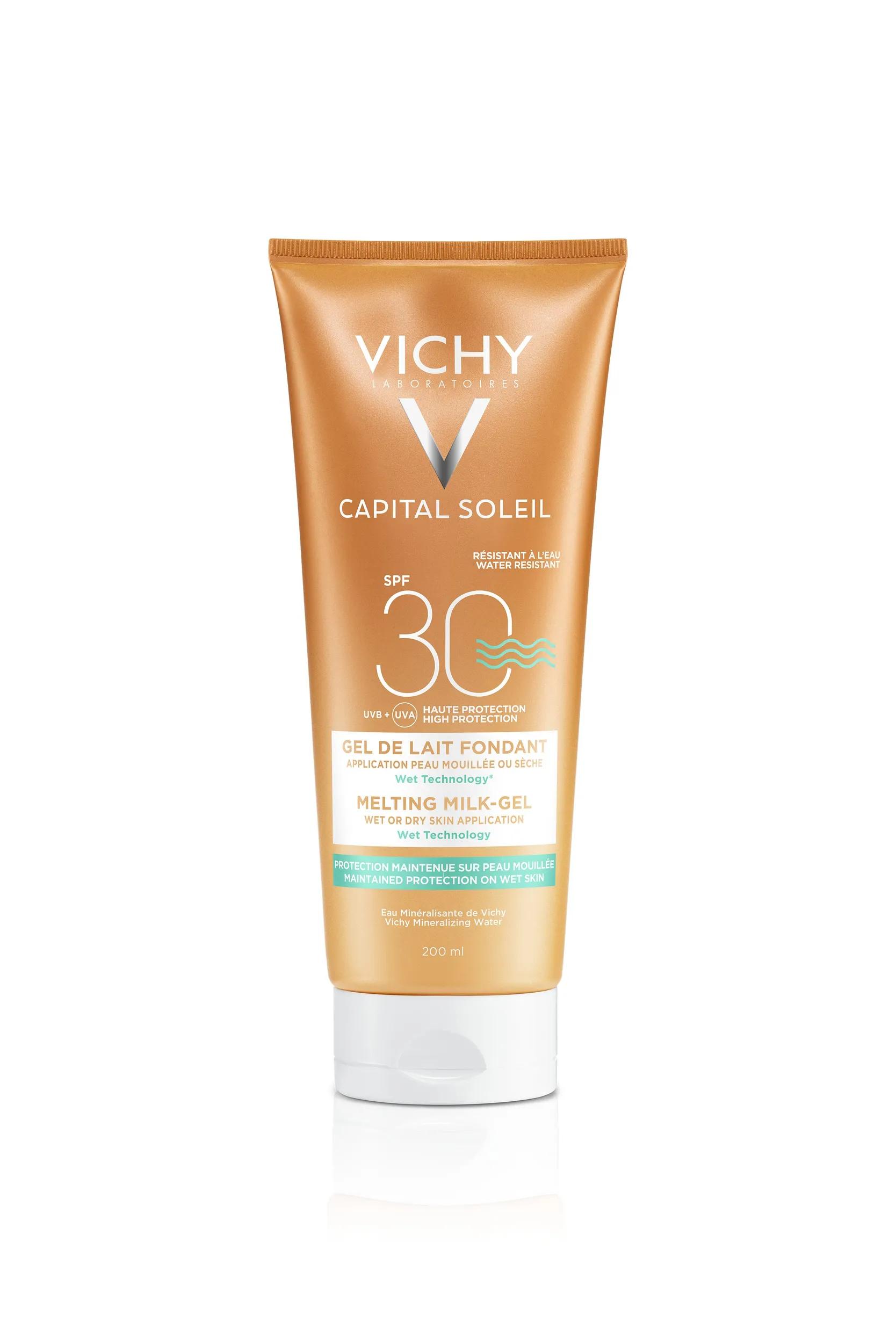 Vichy Capital Soleil Gel-latte ultra fondente per pelle bagnata o asciutta SPF 30 200 ml